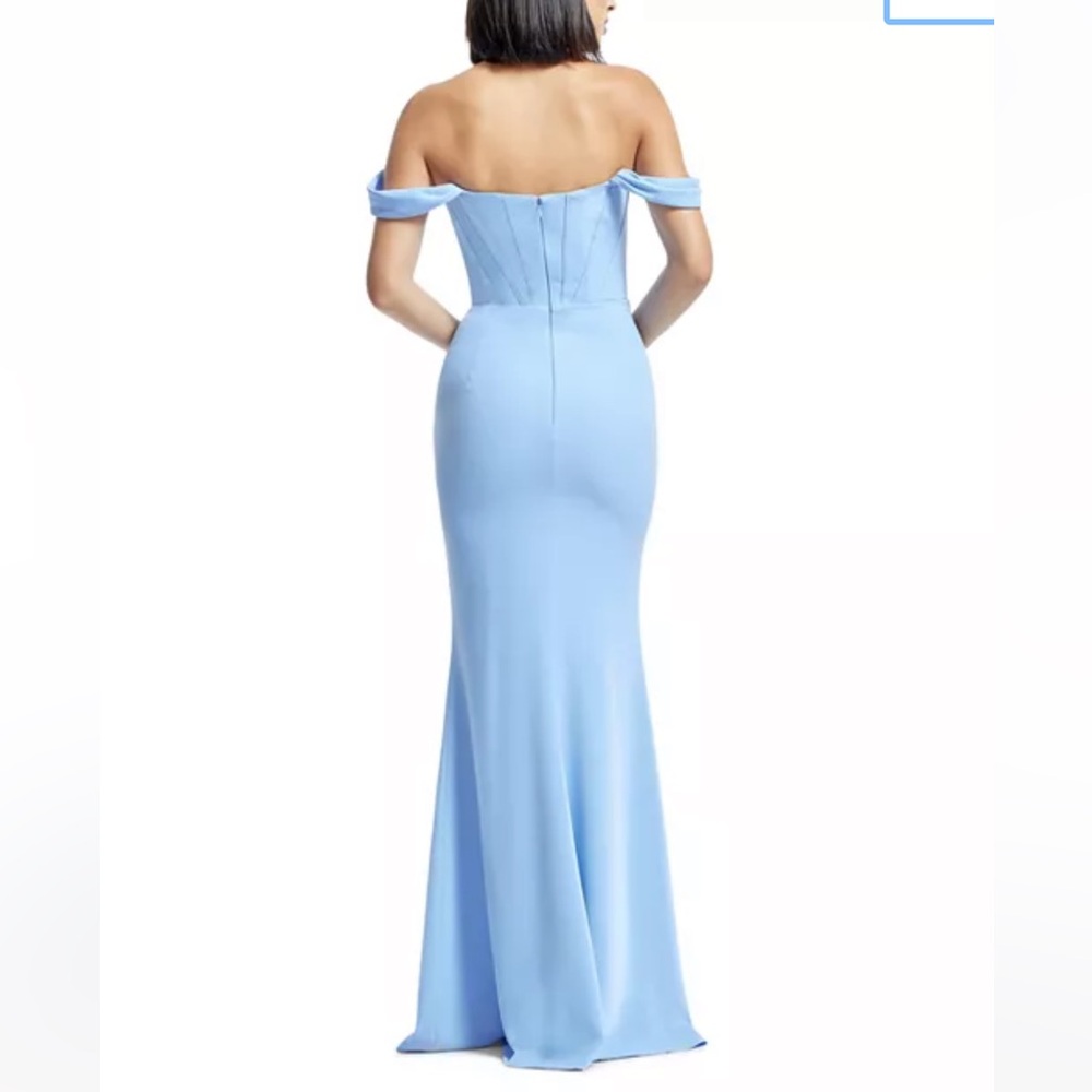 Dress the Population Melania Off the Shoulder Evening Gown Blue NWT Small - Picture 2 of 4